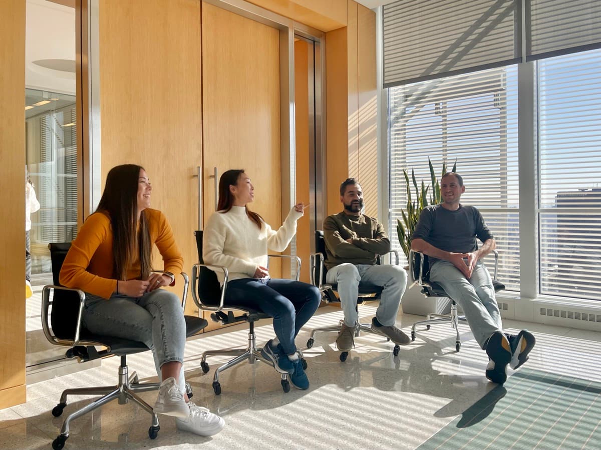 Little Pines team brainstorming in the studio